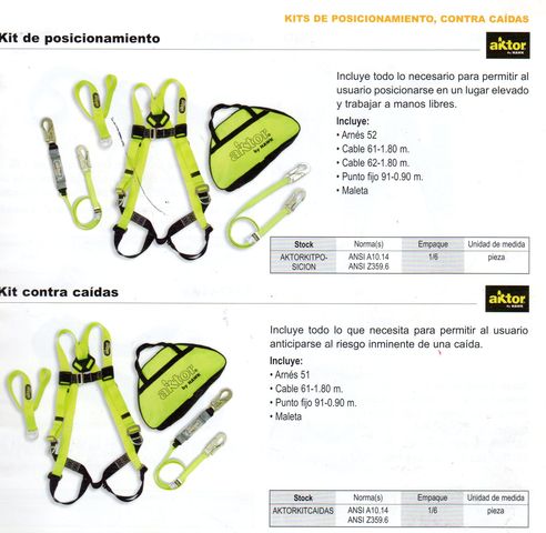 kits de posicionamiento y contra caidas