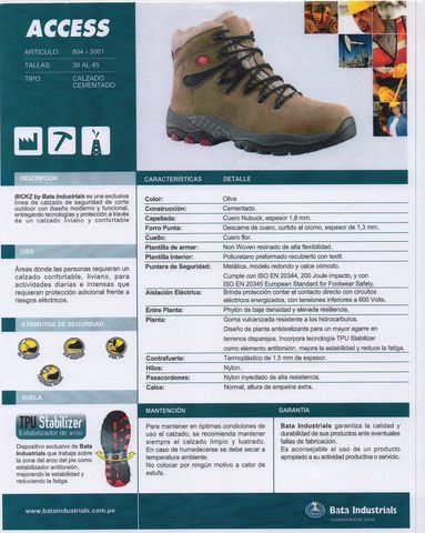 CALZADO BATA INDUSTRIALS MOD. BICKS